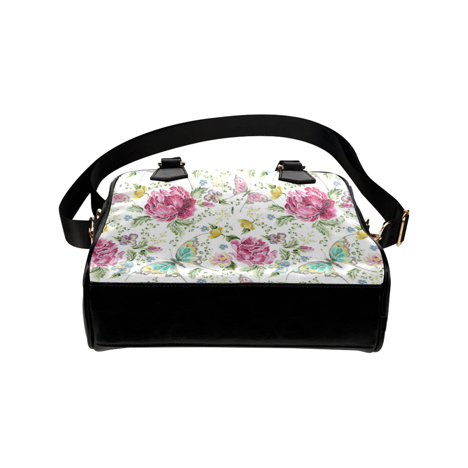 Hand drawn butterfly rose Shoulder Handbag