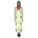 Durian pattern background V-Neck Open Fork Long Dress