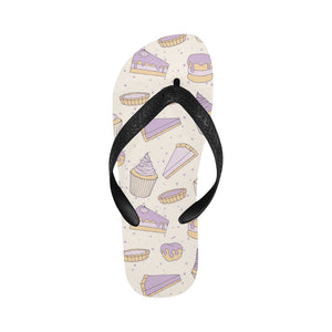 Cakes pies tarts muffins and eclairs purple bluebe Unisex Flip Flops