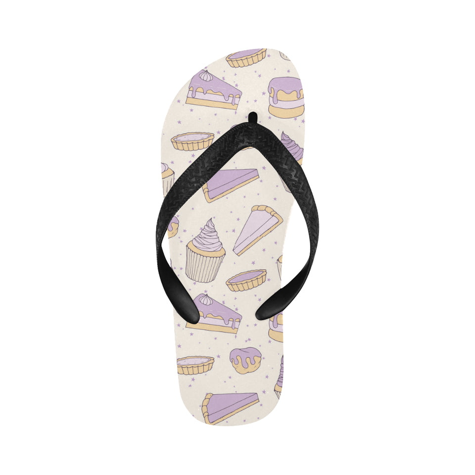 Cakes pies tarts muffins and eclairs purple bluebe Unisex Flip Flops