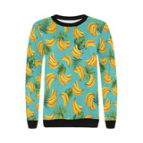 Banana Palm Leaves pattern background Women's Crew Neck Sweatshirt