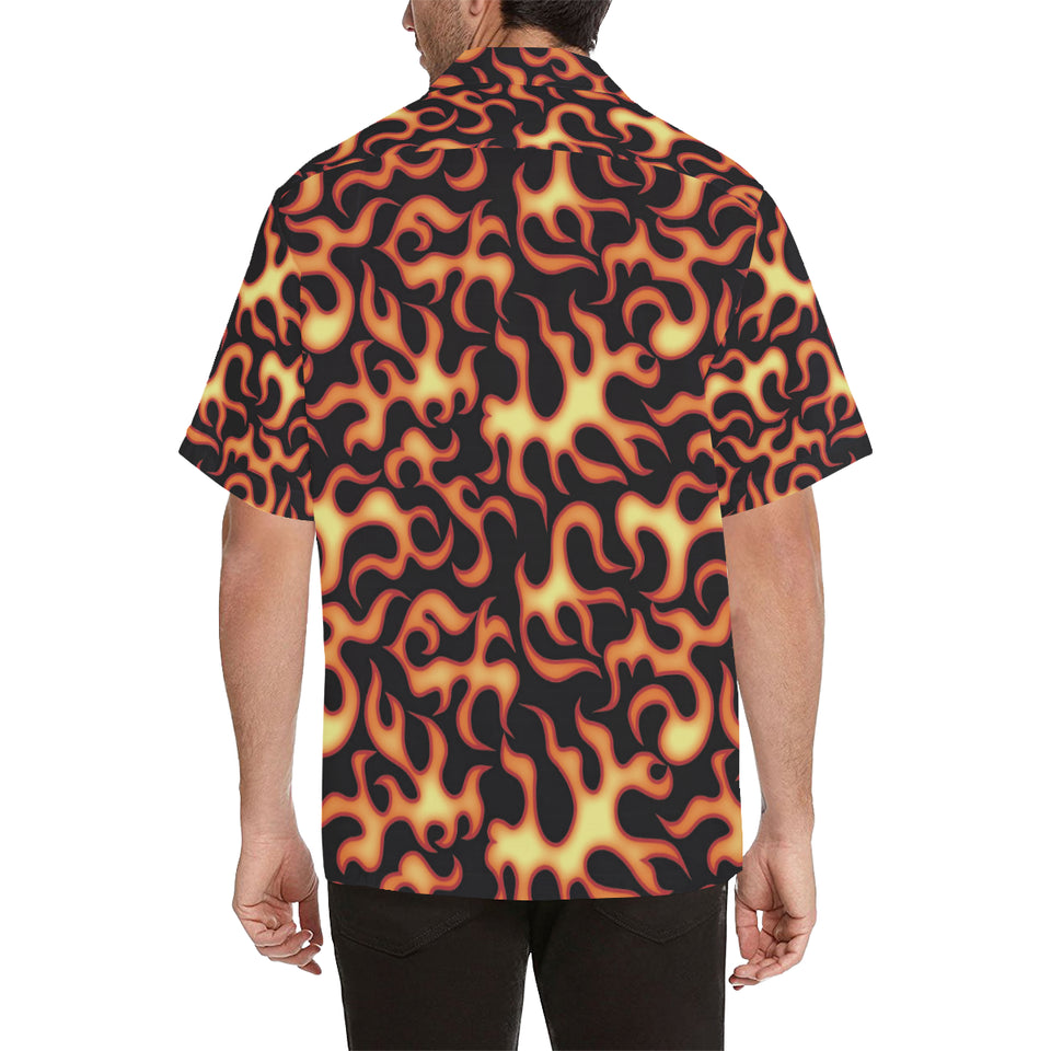 Fire flame dark pattern Men's All Over Print Hawaiian Shirt