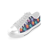 Pineapples pattern zigzag background Men's Low Top Shoes White