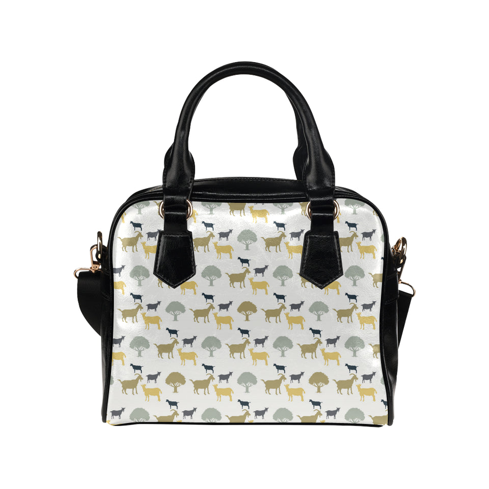 Silhouettes of goat and tree pattern Shoulder Handbag