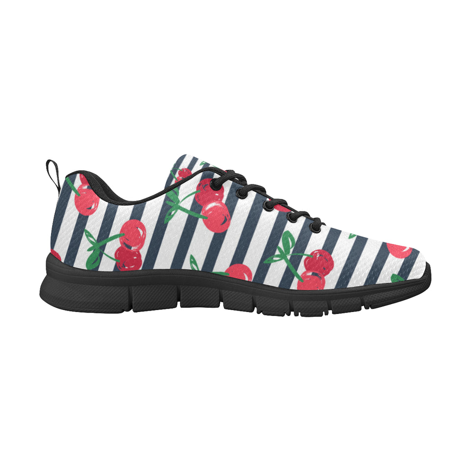 Hand drawn cherry pattern striped background Men's Sneaker Shoes