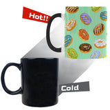 Colorful donut pattern green background Morphing Mug Heat Changing Mug