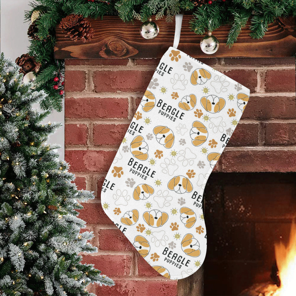 Cute beagle dog pattern background Christmas Stocking