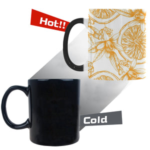 hand drawn orange fruit pattern Morphing Mug Heat Changing Mug