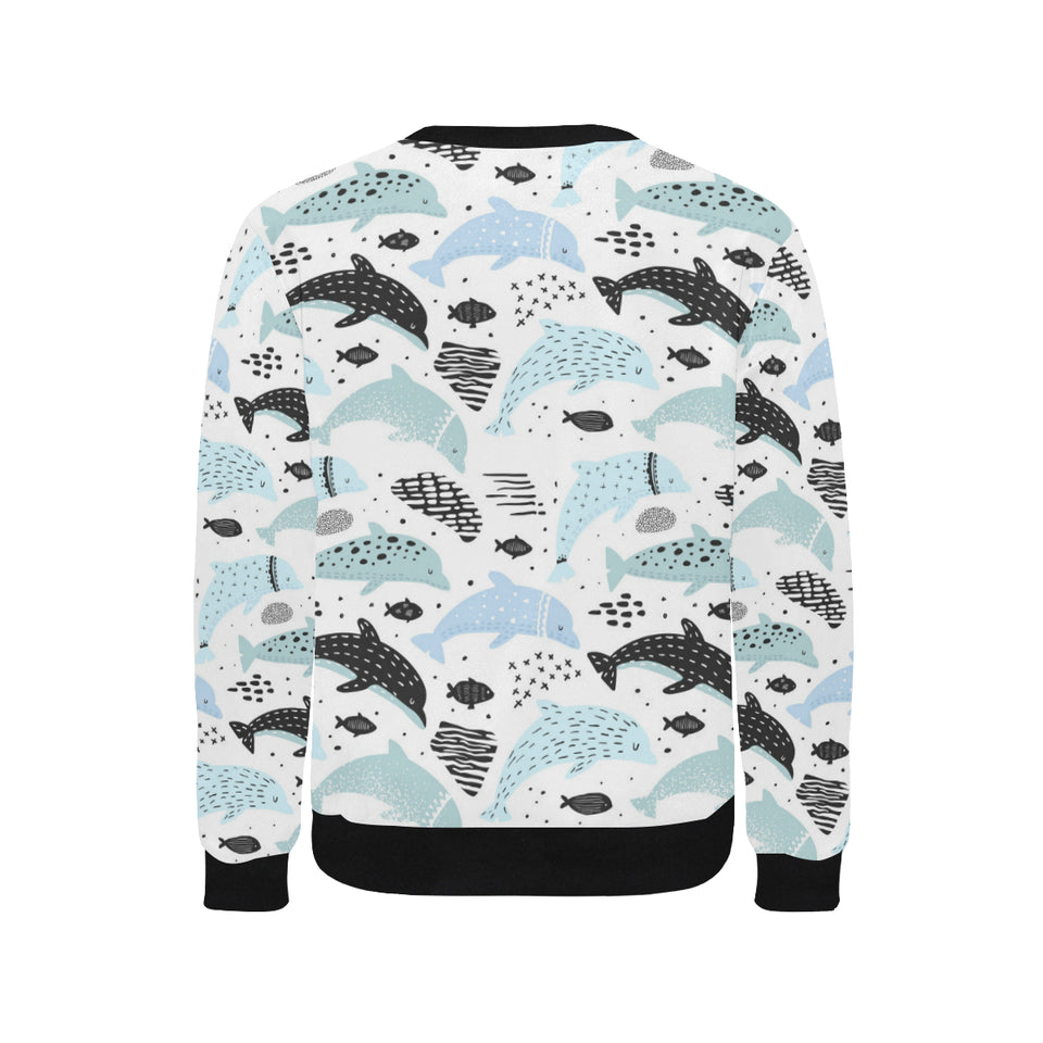 Cute dolphins Childish Style pattern Men's Crew Neck Sweatshirt