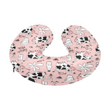 Cows milk product pink background U-Shaped Travel Neck Pillow