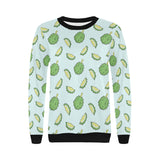 Durian pattern blue background Women's Crew Neck Sweatshirt