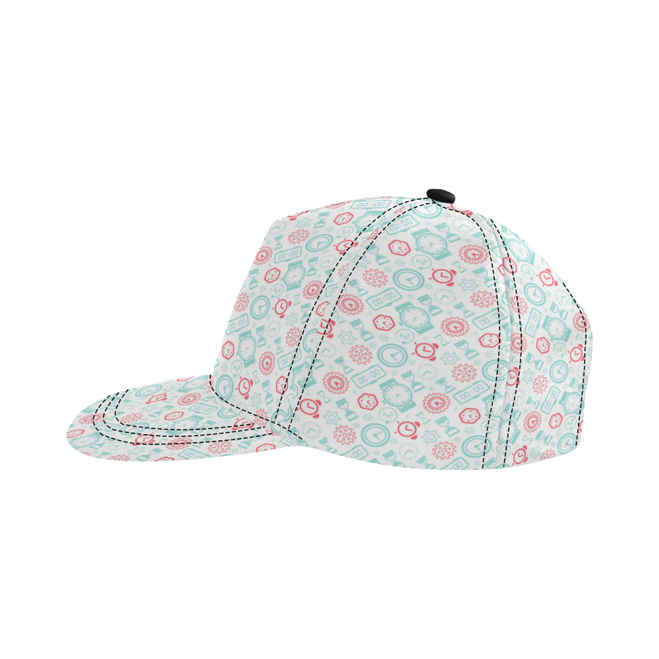 Clock time pattern blackground All Over Print Snapback Cap