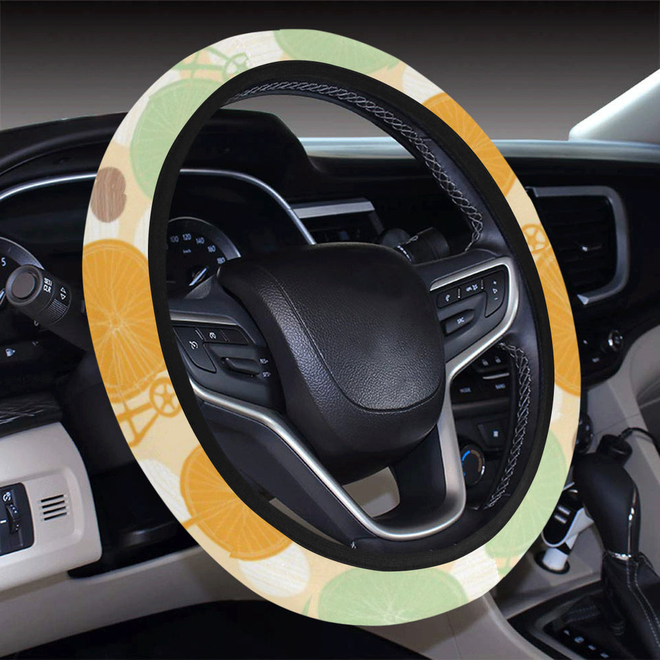 Bicycle Pattern Print Design 01 Car Steering Wheel Cover