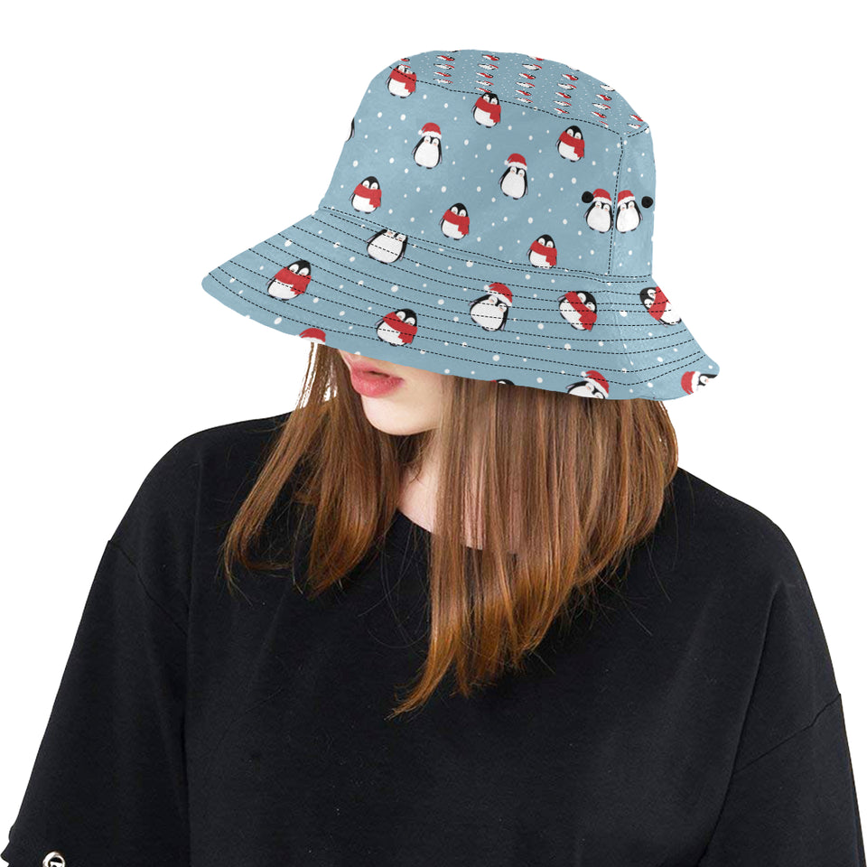 Cute penguin christmas snow pattern Unisex Bucket Hat
