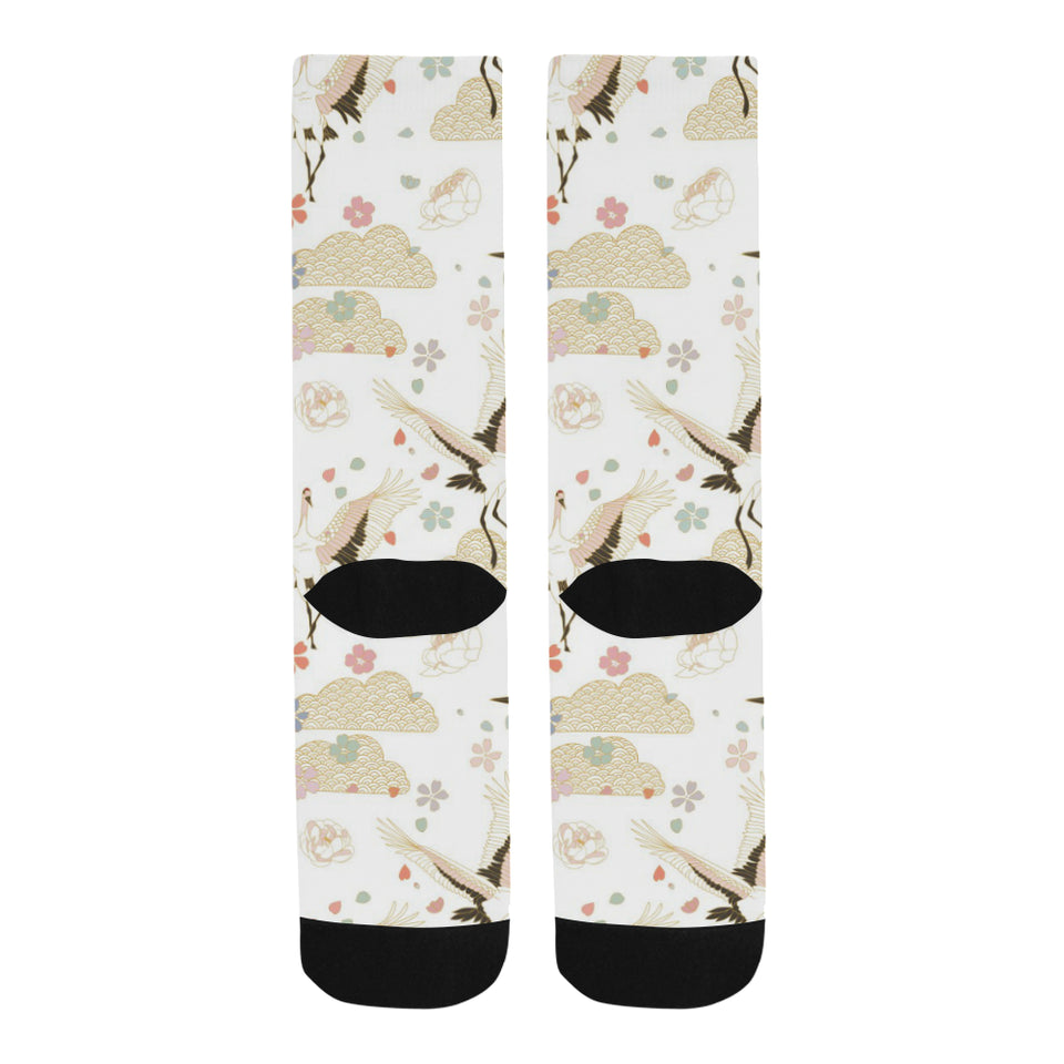 Beautiful Japanese cranes pattern Crew Socks
