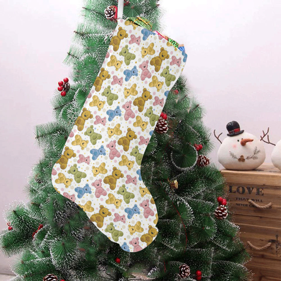Teddy Bear Pattern Print Design 01 Christmas Stocking