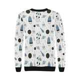 Hand drawn space elements space rocket star planet Women's Crew Neck Sweatshirt