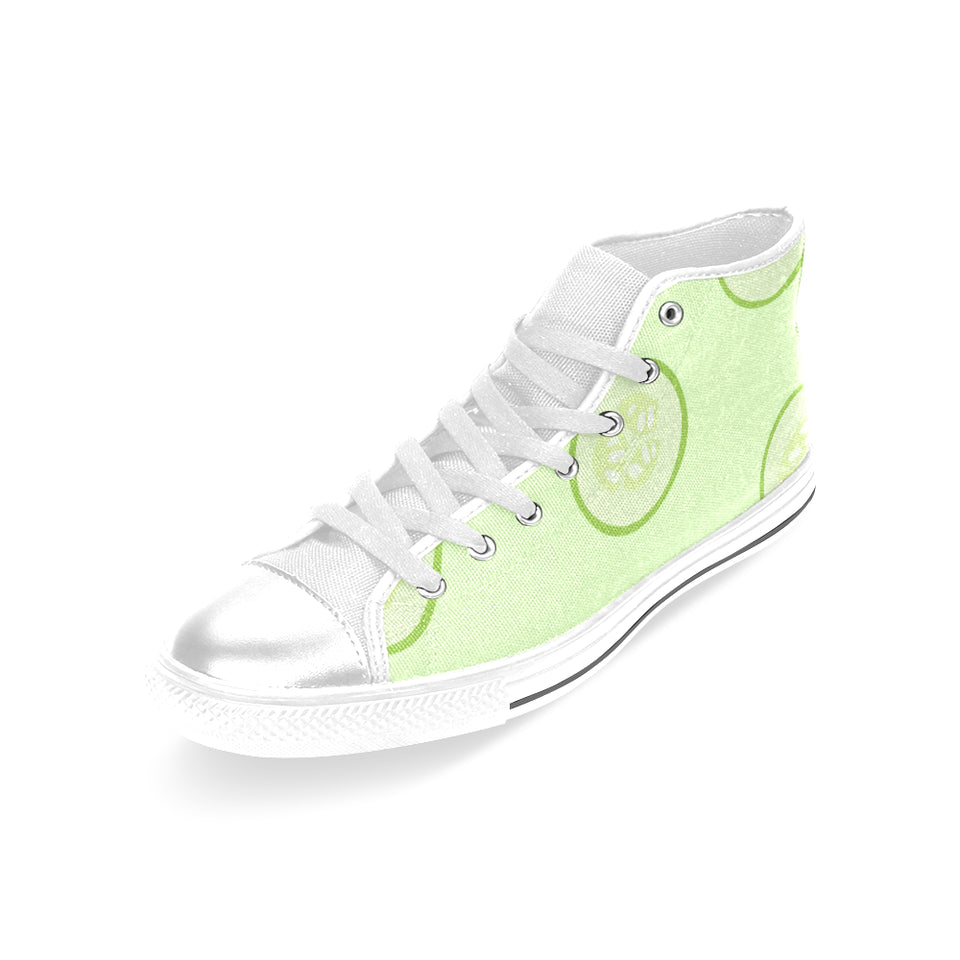 Cucumber pattern Women's High Top Canvas Shoes White