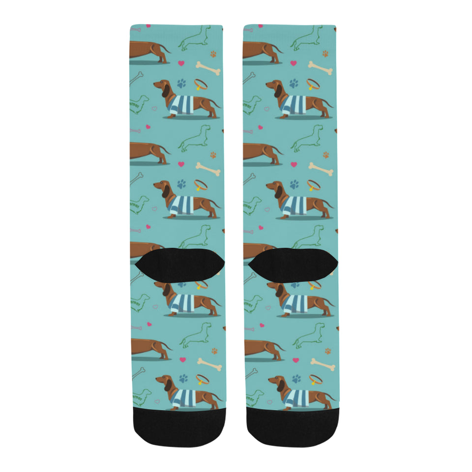 Dachshund decorative background Crew Socks