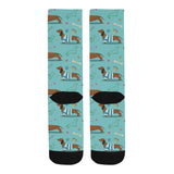 Dachshund decorative background Crew Socks