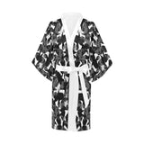 Crow illustration pattern Women's Short Kimono Robe