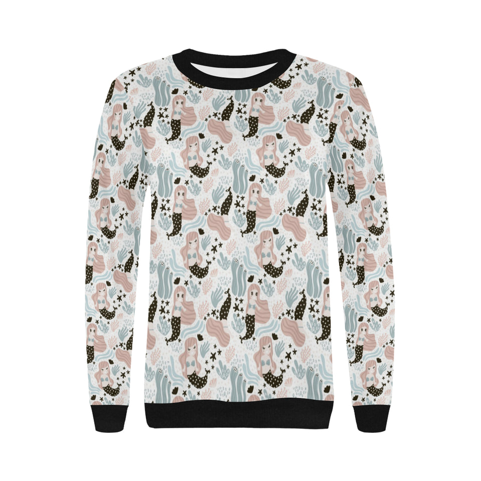 cute mermaid pattern Women's Crew Neck Sweatshirt