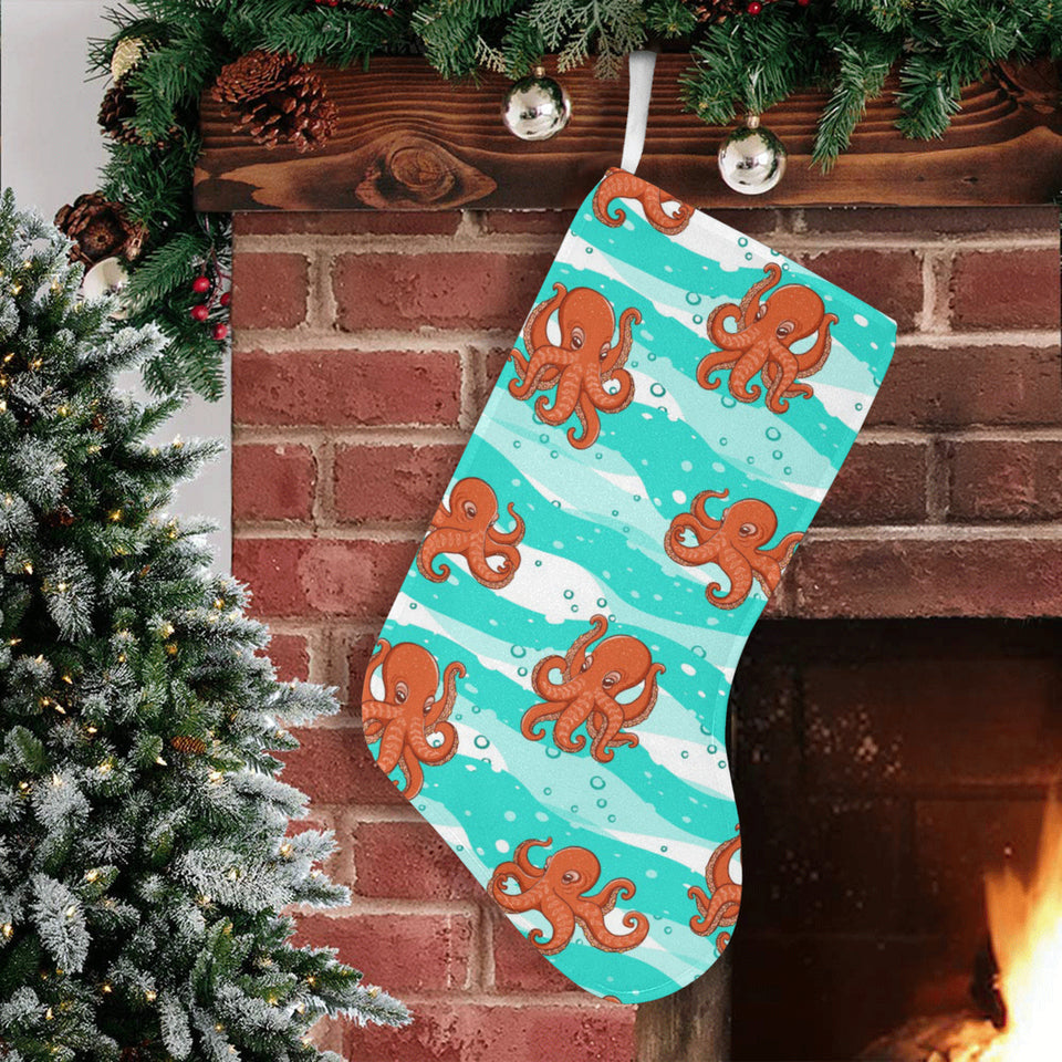 Octopuses sea wave background Christmas Stocking
