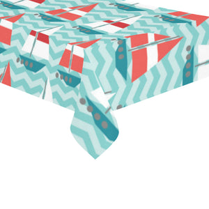 Red White sailboat wave background Tablecloth
