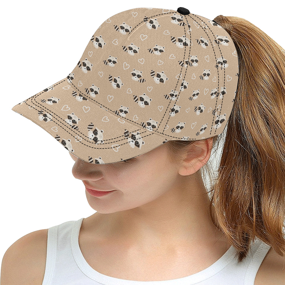 Cute raccoon heart pattern All Over Print Snapback Cap