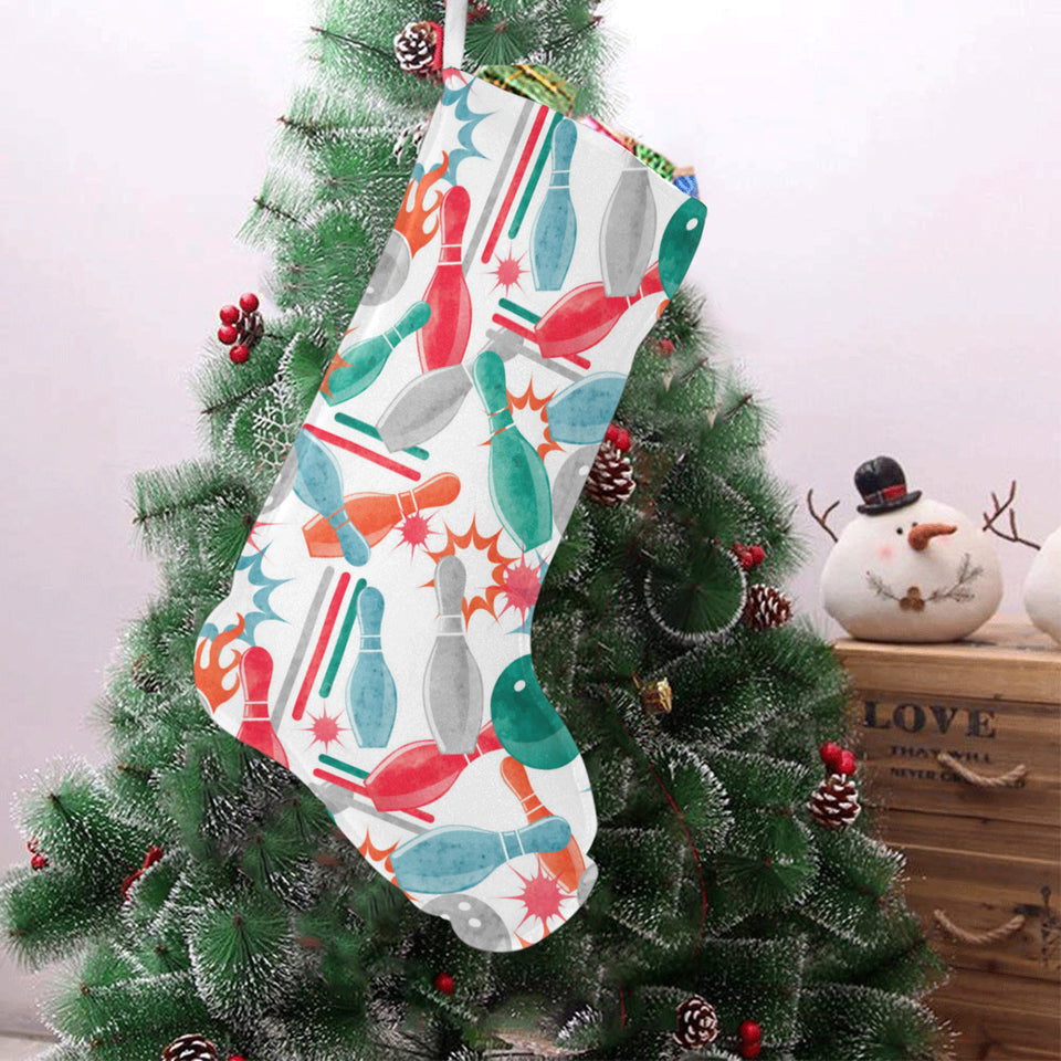Watercolor bowling pattern Christmas Stocking