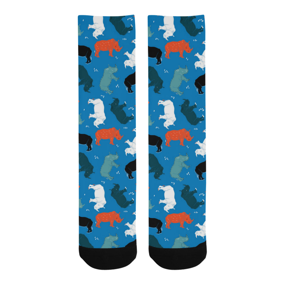Colorful rhino pattern Crew Socks