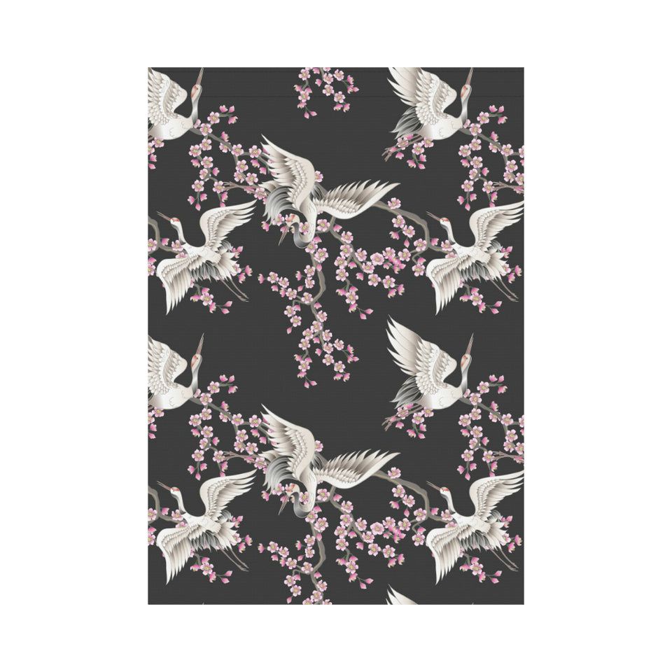 Japanese crane pink sakura pattern House Flag Garden Flag