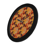 red rooster chicken cock pattern Elegant Black Wall Clock