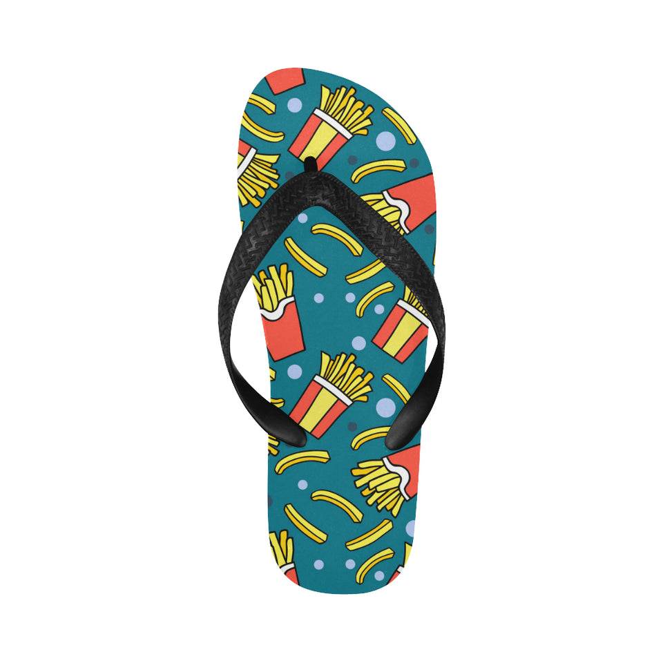 French fries red paper box pattern Unisex Flip Flops