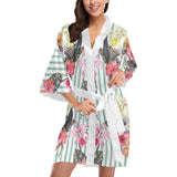 Colorful orchid flower pattern Women's Short Kimono Robe