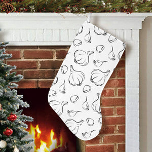 Garlic pattern black white Christmas Stocking