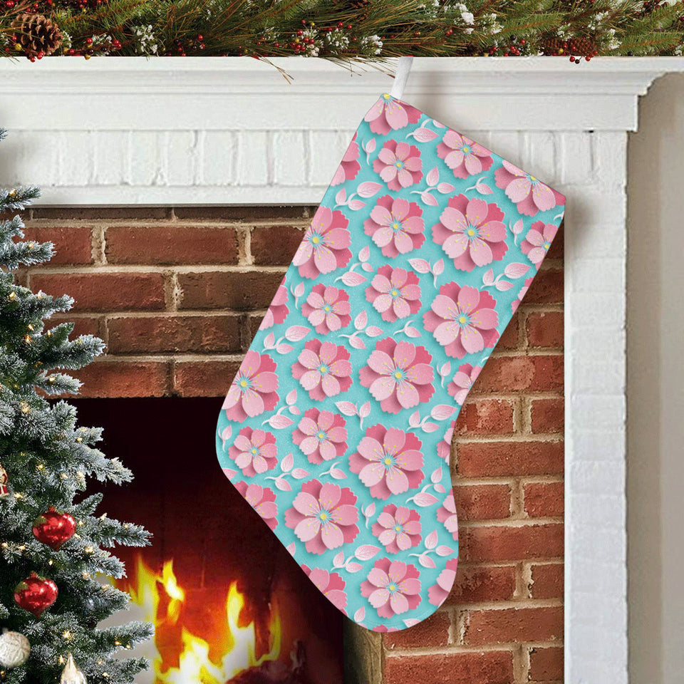 3D sakura cherry blossom pattern Christmas Stocking