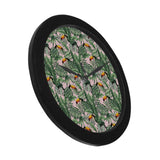Toucan tropical green jungle palm pattern Elegant Black Wall Clock