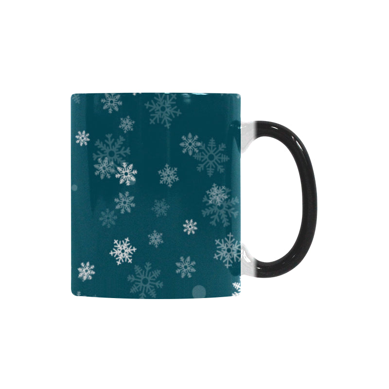 Snowflake pattern dark background Morphing Mug Heat Changing Mug