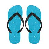 Airplane destinations blue background Unisex Flip Flops