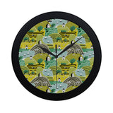 Hand drawn windmill pattern Elegant Black Wall Clock