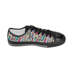 Colorful zebra skin pattern Kids' Boys' Girls' Low Top Canvas Shoes Black