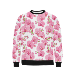 pink purple orchid pattern background Men's Crew Neck Sweatshirt