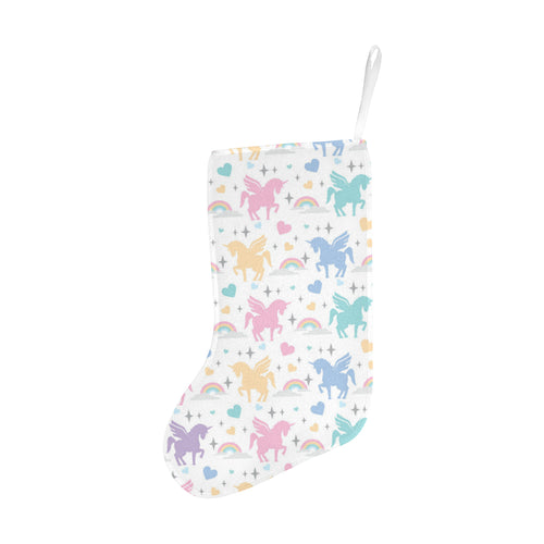 colorful unicorn rainbow heart pattern Christmas Stocking