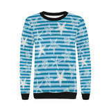 Starfish blue blackground Women's Crew Neck Sweatshirt