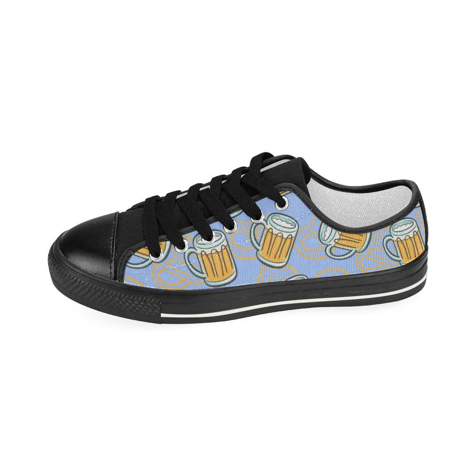 Beer pattern Kids' Boys' Girls' Low Top Canvas Shoes Black