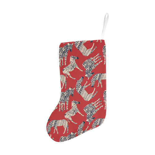 Zebra abstract red background Christmas Stocking