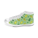 Avocado pattern green background Men's High Top Canvas Shoes White