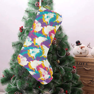 Colorful crow illustration pattern Christmas Stocking