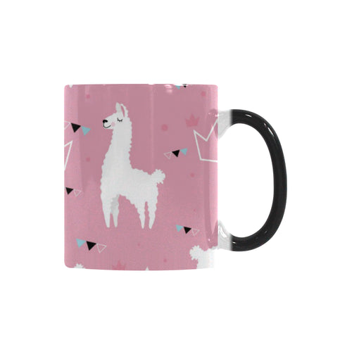 Llama Alpaca pink background Morphing Mug Heat Changing Mug